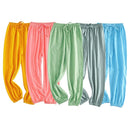 Boy Girl Breathable Bamboo-Cotton Long Pants for Children Unisex Style Elastic Waist Summer Sleepwear Kids Nightwear Trousers - M & M Global