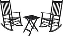 Outdoor Rocking Chair Set, Wood Porch Rocker, 2 Wooden Rocking Chair With Outdoor Side Table, Perfect for Indoor or Outdoor, All