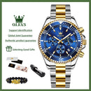 OLEVS 2870 Men's Watches Moon Phase Steel Calendar Chronograph Original Quartz Watch Big Rota Dial Luxury Sports Wristwatches