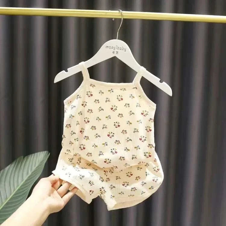 Baby Clothes Sets Summer Toddler Girl Strap Suits Cotton Printing Baby Boy Tops Tee and Shorts Infant Tracksuit Newborn Sets - M & M Global