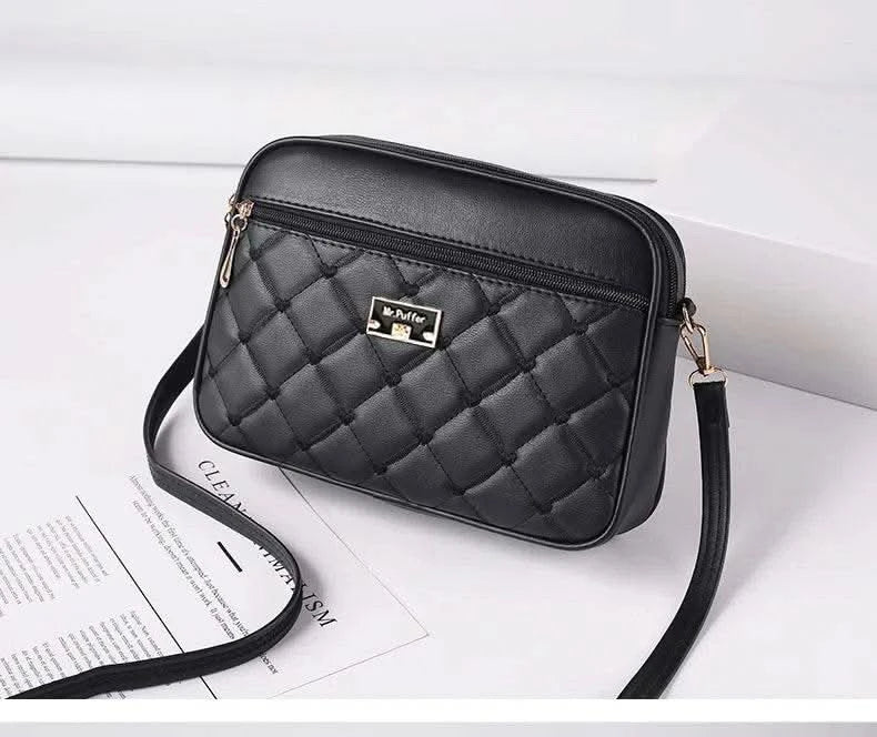 2025 Women's One Shoulder Small Square Handbag New Cross Border Foreign Trade Lingge PU Crossbody Versatile Small Messenger Bag - M & M Global
