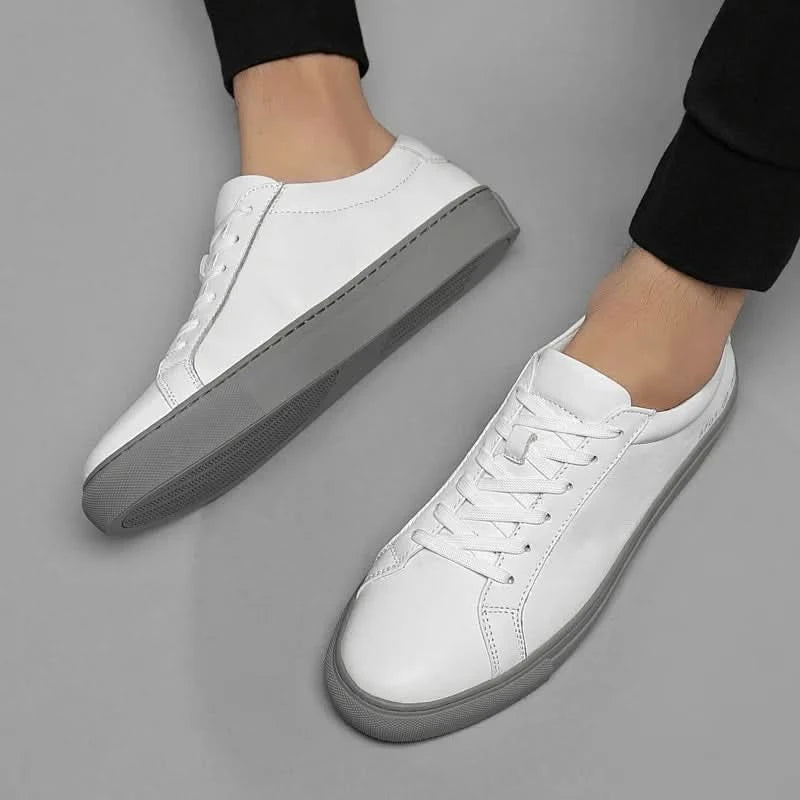 Italian Genuine Leather Men's Shoes 2024 Designer White Shoes Comfy Walking Shoes Lace-up Business Outdoor Zapatos Para Hombre - M & M Global