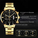 2023 Fashion Men Gold Stainless Steel Watch Luxury Calendar Quartz Wrist Watch Mens Business Watches for Man Clock Reloj Hombre - M & M Global