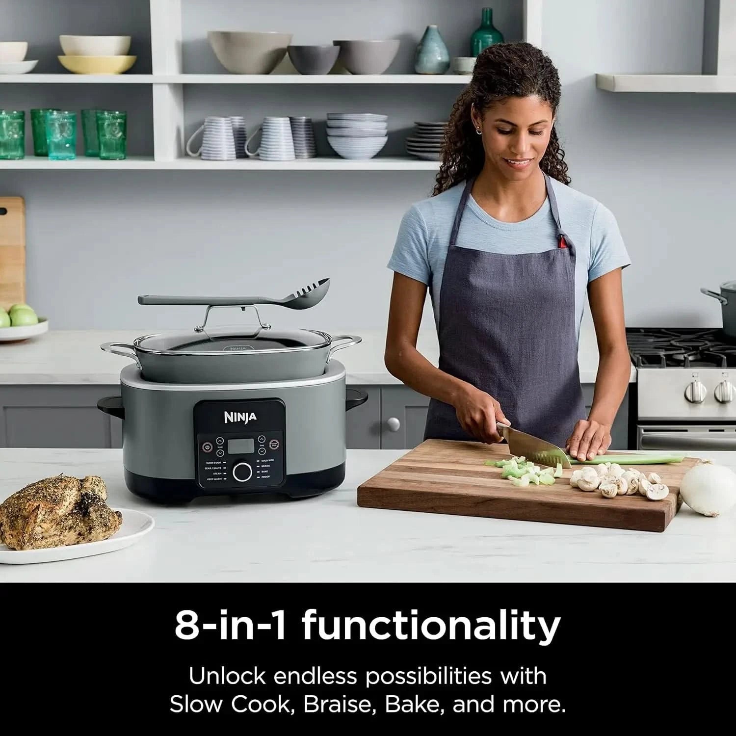 MC1001 Foodi PossibleCooker PRO 8.5 Quart Multi-Cooker, with 8-in-1 Slow Cooker, Dutch Oven, Steamer, Glass Lid Integrated Spoon - M & M Global