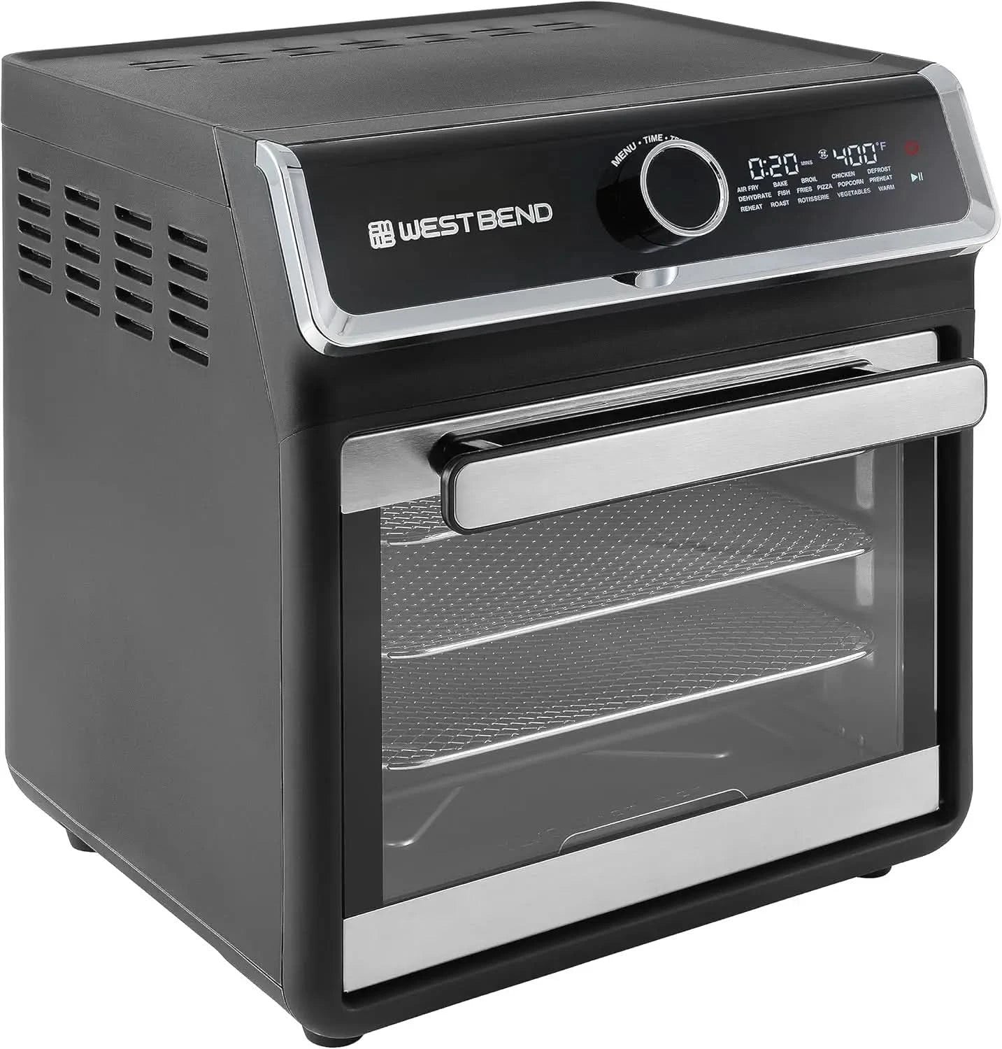 Air Fryer Oven 15-Quart with Digital Controls Easy-View Door and 16 Cooking Presets, Includes Eight Accessories, 1000-Watts, Bla - M & M Global