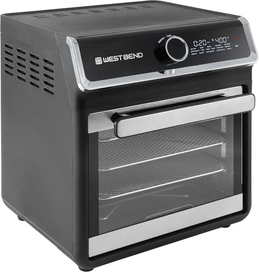 Air Fryer Oven 15-Quart with Digital Controls Easy-View Door and 16 Cooking Presets, Includes Eight Accessories, 1000-Watts, Bla - M & M Global