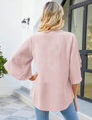 Summer new Europe and the United States women's fashion petals sleeve blouse loose v-neck chiffon blouse