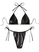 Sexy PU Bikinis 2025 Women's Swimwear Female Swimsuit For Swimming Wear Bathing Suits Brazilian Bikini Set Beachwear Pool Bather - M & M Global