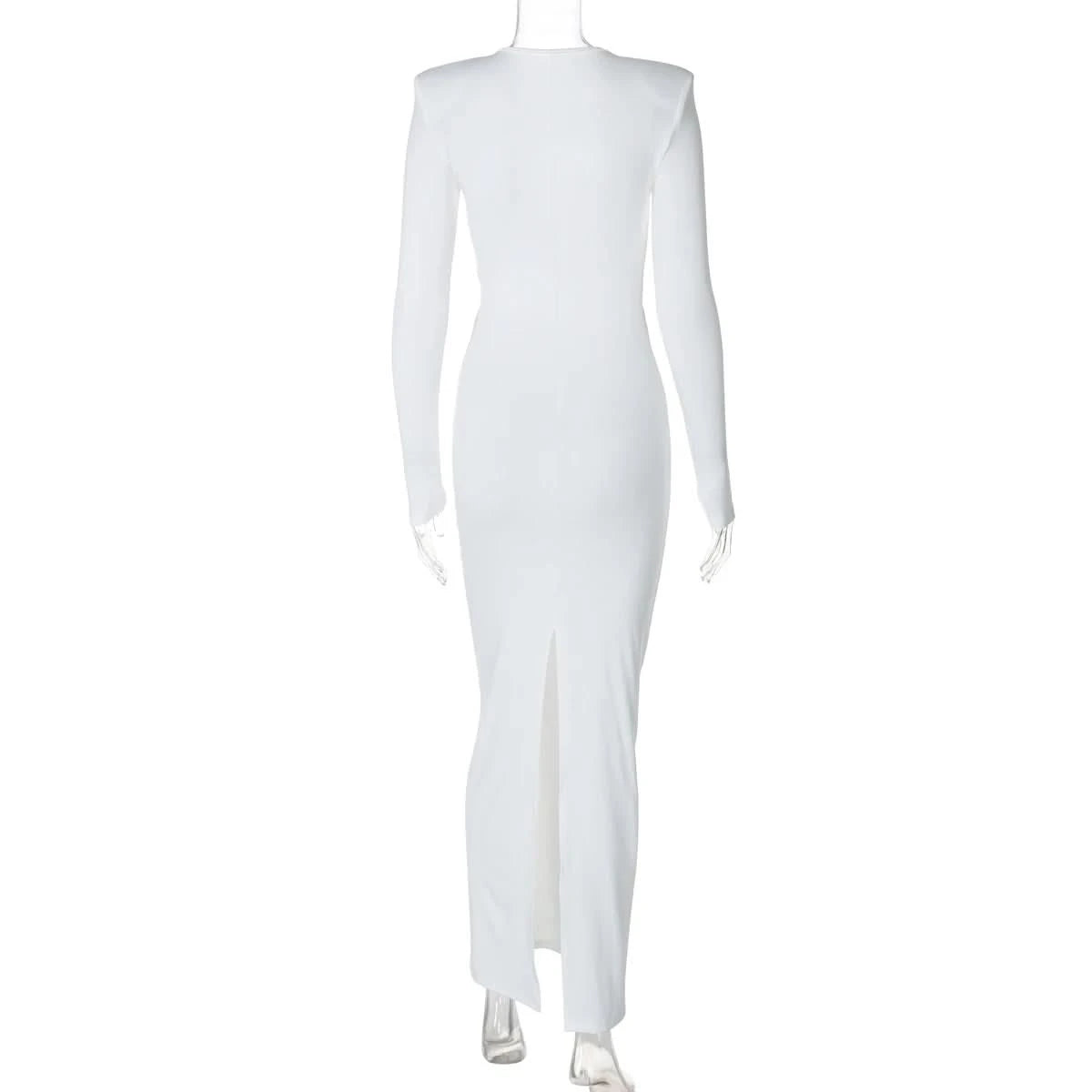 Hawthaw Women 2024 Spring Autumn Sexy Long Sleeve Party Club Hollow Out Bodycon White Long Dress Wholesale Items For Business - M & M Global