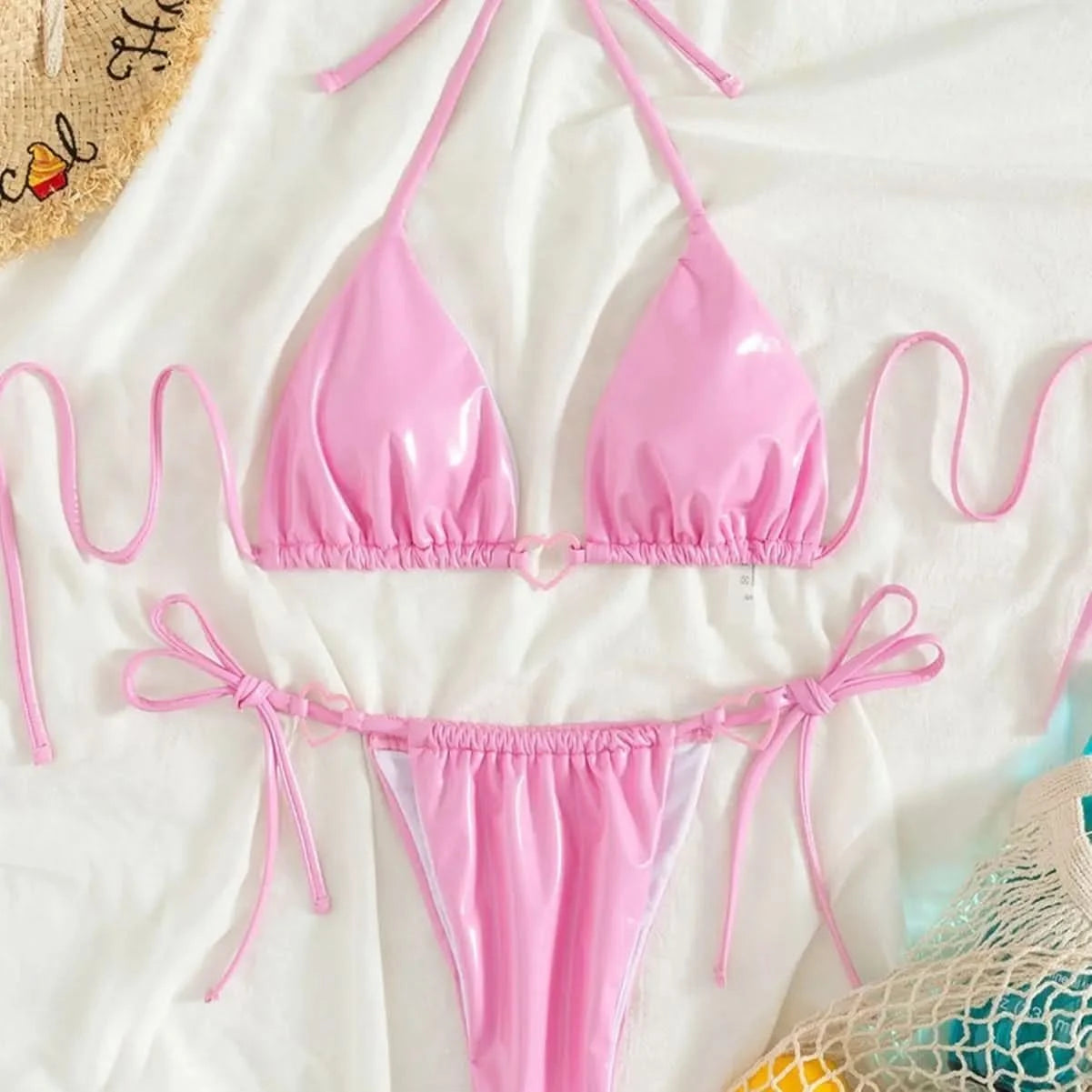 Sexy PU Bikinis 2025 Women's Swimwear Female Swimsuit For Swimming Wear Bathing Suits Brazilian Bikini Set Beachwear Pool Bather - M & M Global