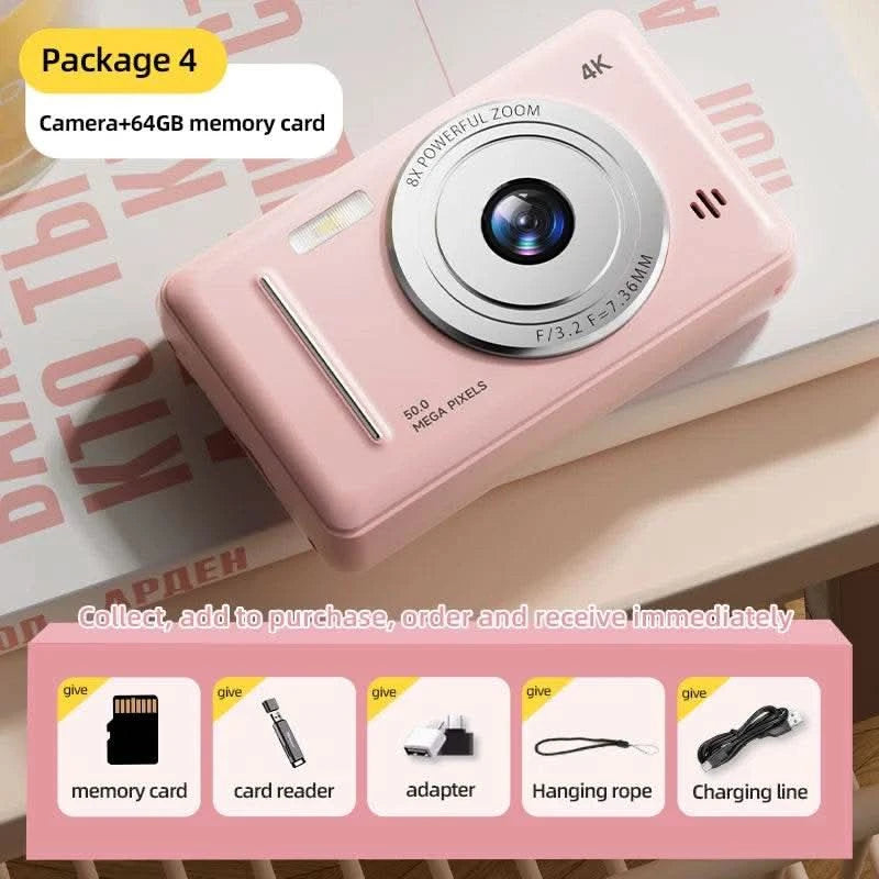 4K Digital Camera 5000W Pixel Retro CCD Portable Card Camera Entry-level Camera Dual Camera Flash 50 Million Pixels Auto Focus - M & M Global