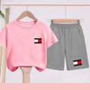 Kids Short sleeve Fashion T-shirt Boys Girls Toddler 3-12Yrs Tops and bottom Sunshine Casual Set outdoor sport black Clothes - M & M Global