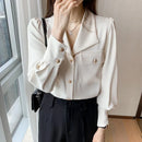 Women Spring Autumn Style Blouses Shirts Lady Casual Turn-down Collar Long Sleeve Blusas Tops WY1039