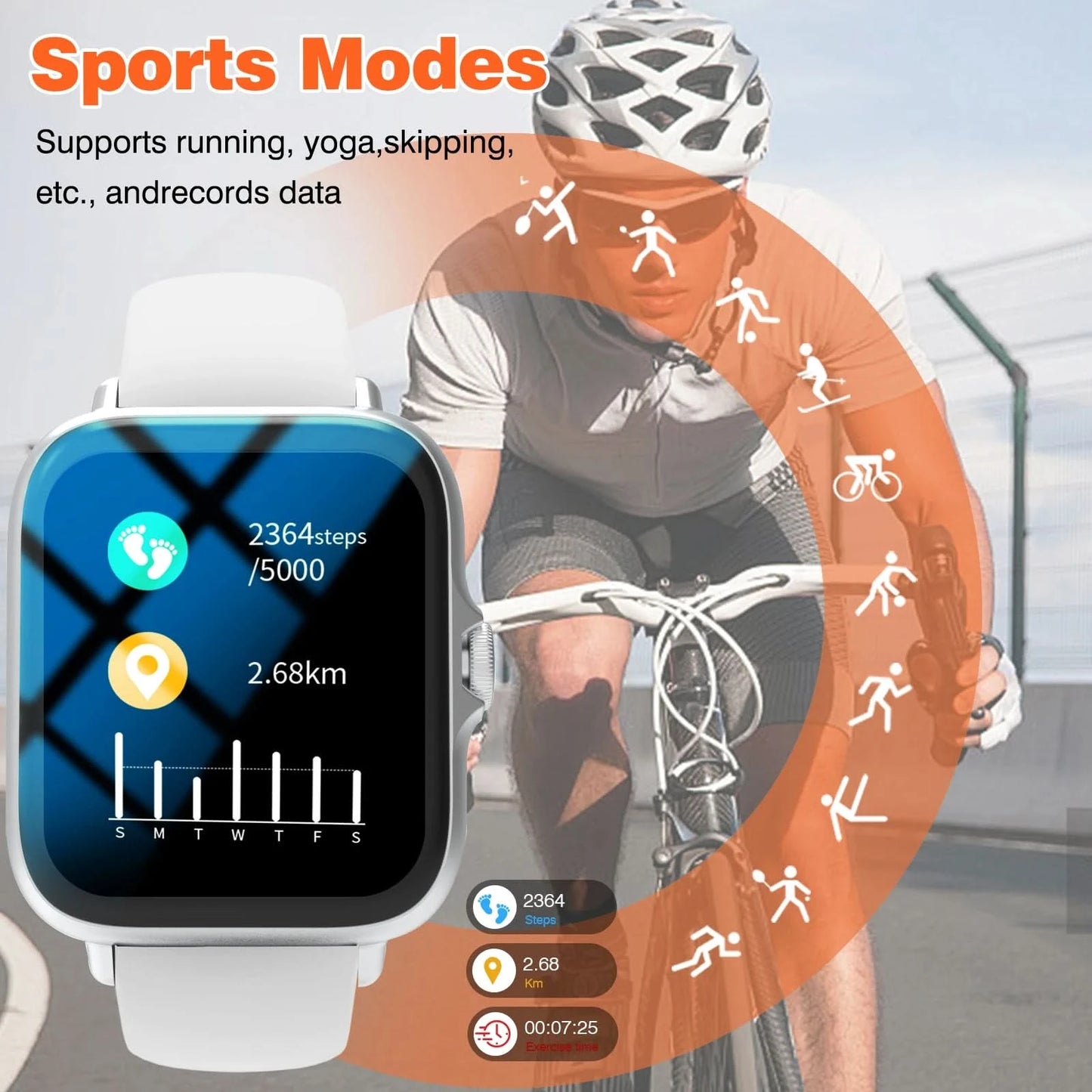 2025 new smart watch, Bluetooth call, message reminder, music playback, shutter control, weather forecast, unisex