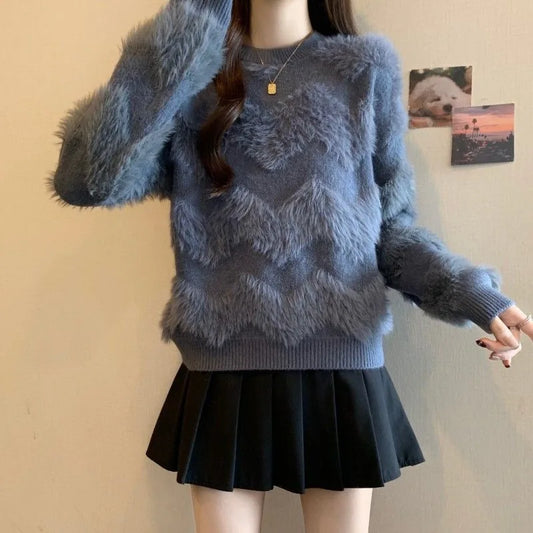 Solid Color Pullover Sweater Women's Autumn and Winter Fashion Long-sleeved Bottoming  Top