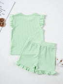 2024 Summer Hot selling Little Girl Daily Casual Clothing Minimalist Little Girl Polyester Set Cool Sleeveless Shorts Set Girl - M & M Global