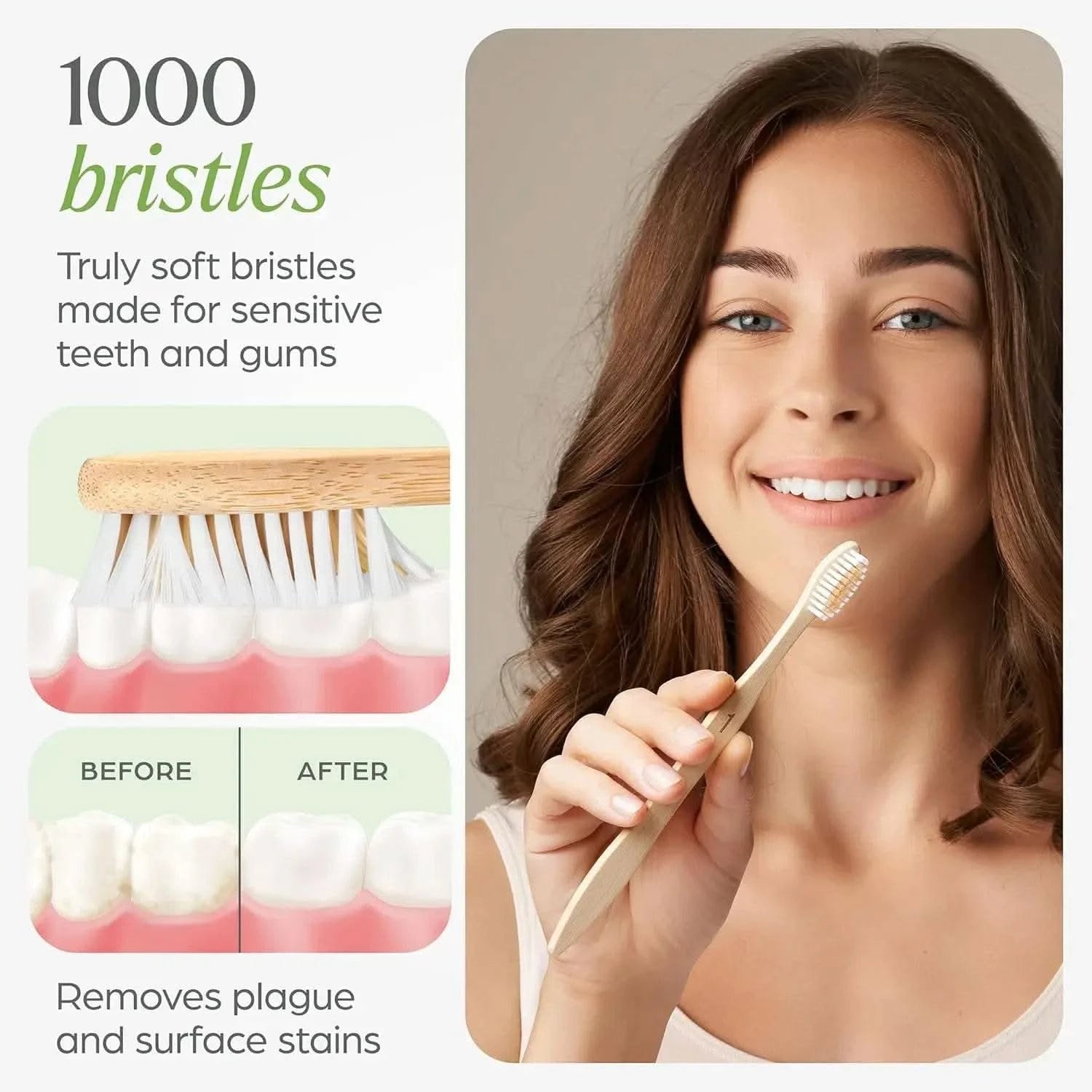 Biodegradable bamboo toothbrush 10 packs, environmentally friendly, compostable natural wooden toothbrush - M & M Global