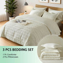 Queen Solid Color Comforter Set with Cut Flower Design – Lightweight, Breathable Microfiber Bedding for All Seasons, Machine Washable