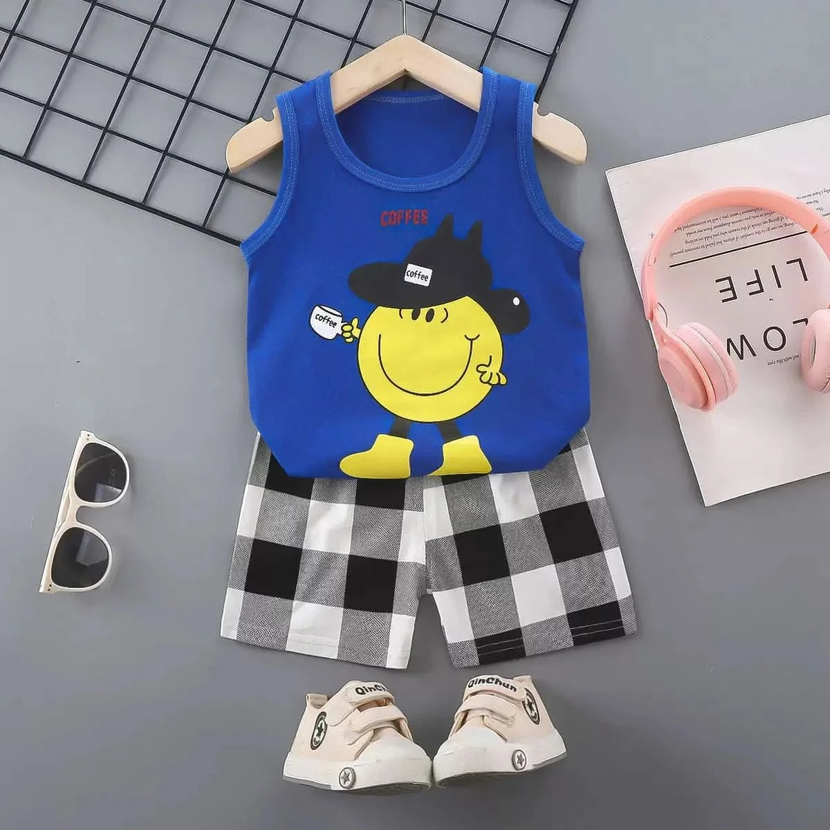 1 Set Summer Cotton Children Sets Kids Clothes Boys Girls Vest Suit Children's Clothing Baby T-Shirts Shorts Tank Top Sleeveless - M & M Global