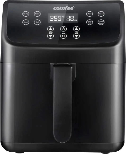 5.8Qt Digital Air Fryer, Toaster Oven & Oilless Cooker, 1700W with 8 Preset Functions, LED Touchscreen, Shake Reminder, Non-stic - M & M Global