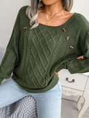 Women Casual Square Collar Buttons Long Sleeve Knitted Pullover Sweaters for Autumn Winter 2026