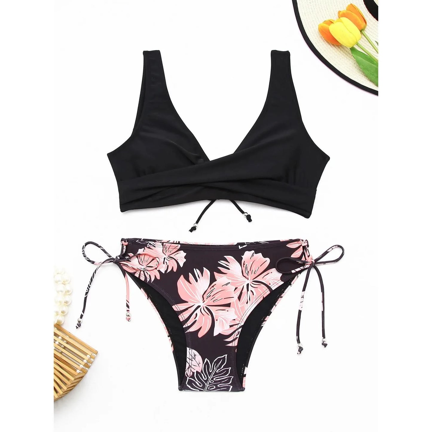 Sexy Bikini Set Women Biquini Swimwear V-Neck Push Up Two Pieces Swimsuit Floral Beachwear Female Bathing Suits Swimming Suits - M & M Global