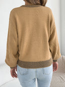 Autumn Winter Causal Round Neck Striped Sweaters Woman 2025 Lantern Long Sleeve Knitted Pullover White Red Khaki Women Clothes