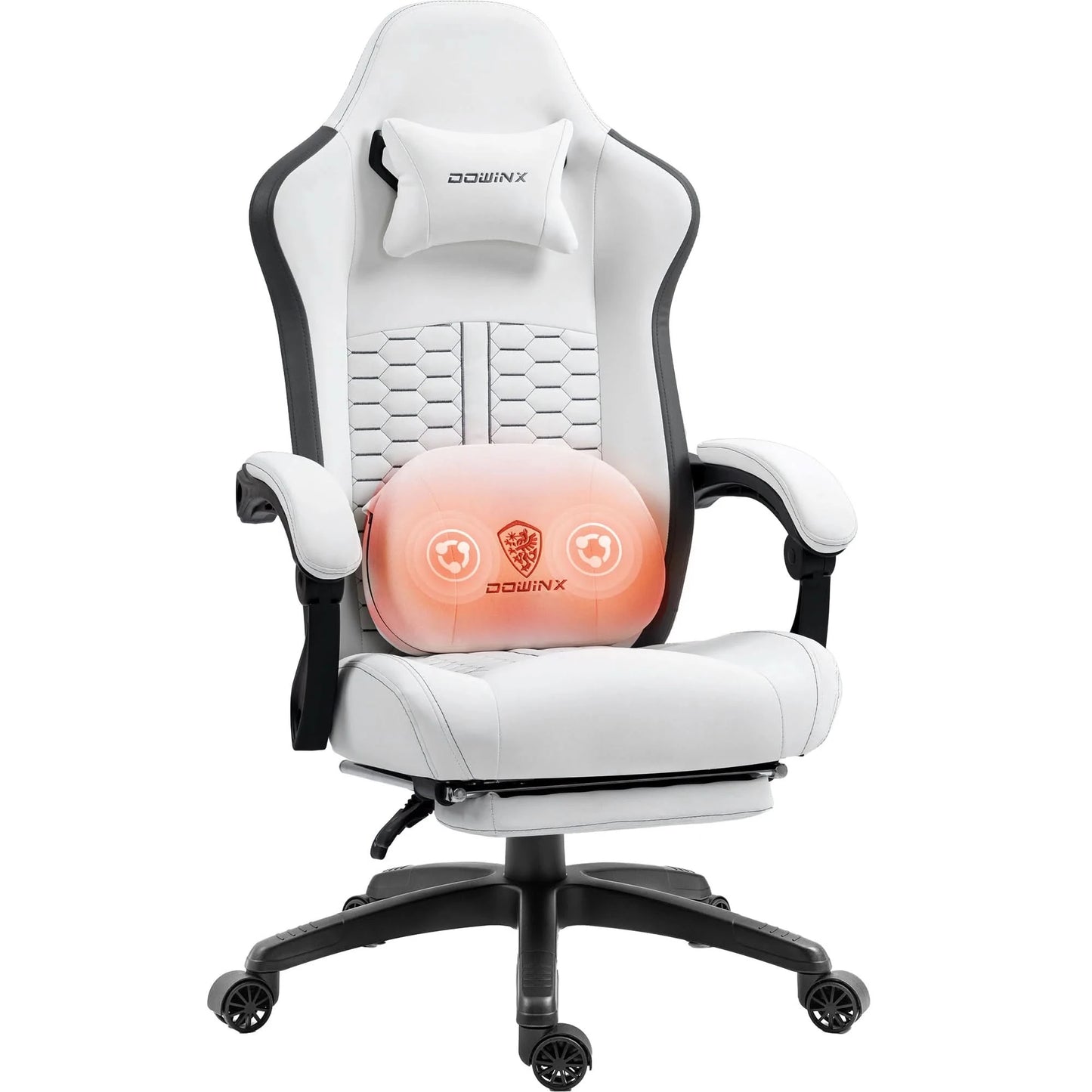 Dowinx Gaming Chair with Heated Massage Lumbar Support, Ergonomic Gaming Computer Chair with Pocket Spring Cushion and Footrest