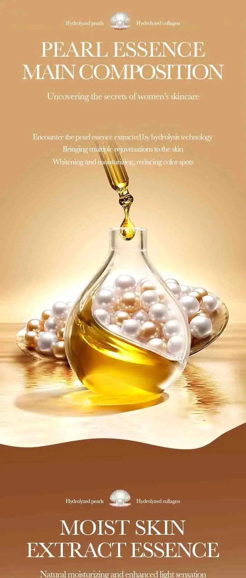 SADOER 24K Golden Pearl Collagen Face Serum Facial skincare Moisturizing Facial Toner Firming Nourishing Face Essence Skin Care - M & M Global