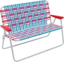 CAMP & GO 16.5" High Seat Outdoor Double Wide Loveseat Web Folding Chair, Blue/Red