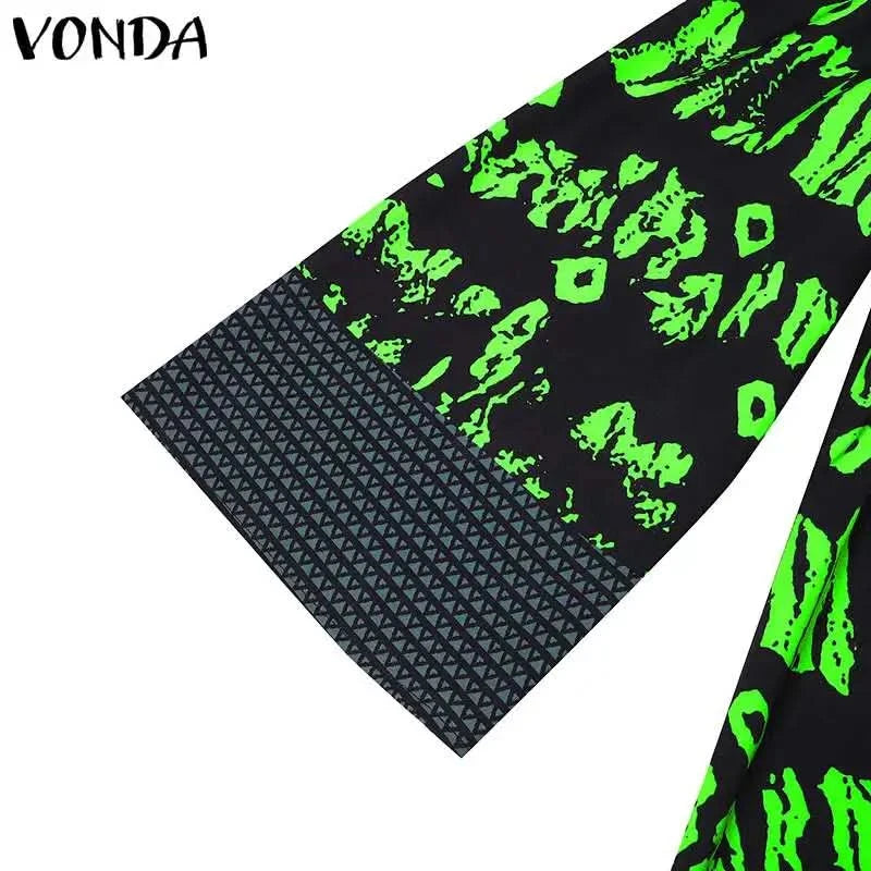 VONDA Women Printed Dress 2024 Vintage Maxi Long Dress Autumn Patchwork Sundress Fashion Elegant Party Vestidos Femme Robe Baggy - M & M Global