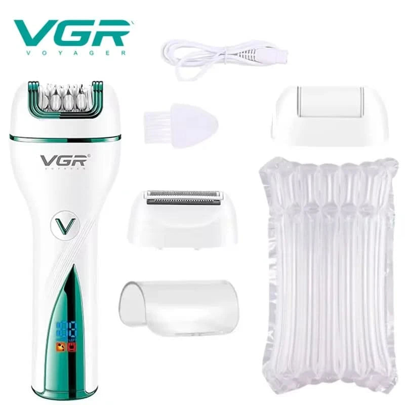 VGR 3in1 Rechargeable Epilator For Women Electric Shaver Leg Hair Removal For Facial，Lip，Chin，Razor Bikini Trimmer - M & M Global