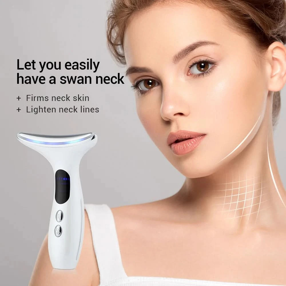 Neck Beauty Device EMS Microcurrent Chin Facial Lifting LED Firming Rejuvenation Anti Wrinkle Skin Care Face Massager - M & M Global