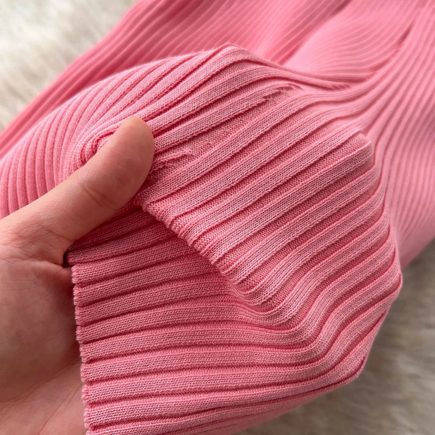 Summer Elastic Women Solid Knit Dress Summer Rose Red Retro Loose Sundress Sets 2024 bodycon Streetwear Sheer Beach Long Dress - M & M Global