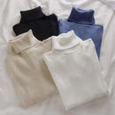 Korean High Collar Knitted Long Sleeve Base Shirt Pure Color Slimming Versatile Underwear Elegant Inner Long Top Women's Fashion