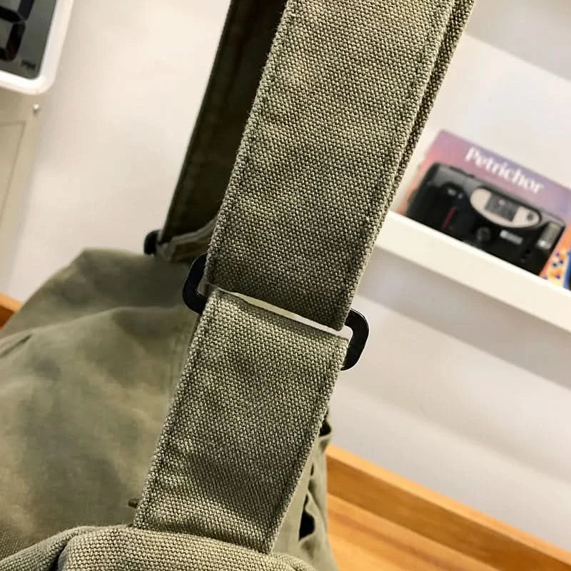 Vintage Style Canvas Messenger Bag Casual Travel Crossbody Bag Retro Large Capacity Shoulder Bag Multi Pocket Shoulder Bag - M & M Global