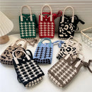 Korean Fashion Heart Knitted Mini Square Handbag for Women Small Mobile Phone Shoulder Bags Girls Cute Outdoor Crossbody Bags - M & M Global