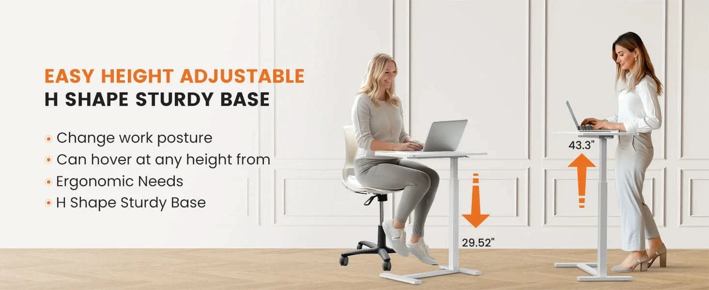 JHK Overbed Bedside Sofa Table with Hidden Wheels Adjustable Height Home Use Bed Table Laptop Mobile Standing Desk For Bedroom