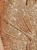 Luxury Floor Length V-Neck Evening Dress 2025 Women Elegant Party Maxi Dress Sequin Short Sleeves Prom Cocktail Gowns