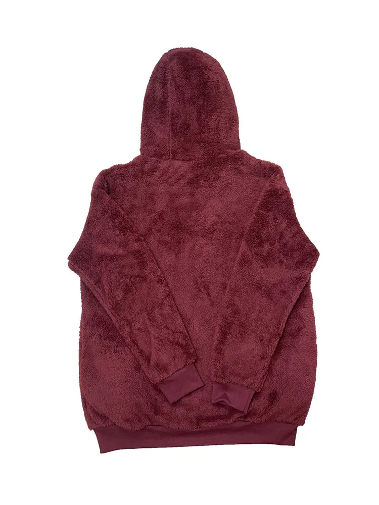 2024 Winter Warm Women Jackets Plush Casual Loose Fleece Plaid Y2K Hooded Zipper Fashion Cashmere Warm Solid Color Ladies Coats