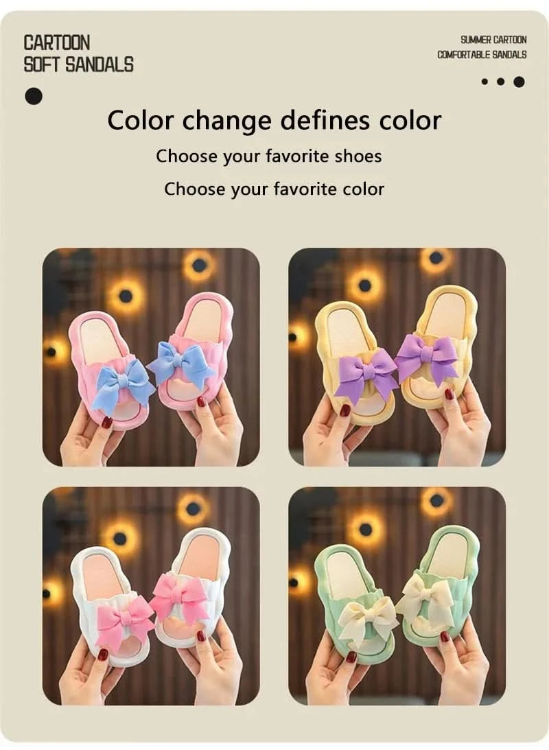 Summer New Kids Home Shoes Anti Slip Soft Sole Girls Bath Slipper Cartoon Cute Flower Bow Princess Slippers Children Beach Shoes - M & M Global