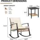 3-Piece Outdoor Rocking Bistro Set, Patio Furniture Set w/Soft Thick Cushions & 2-Tier Coffee Table, Rattan Conversation
