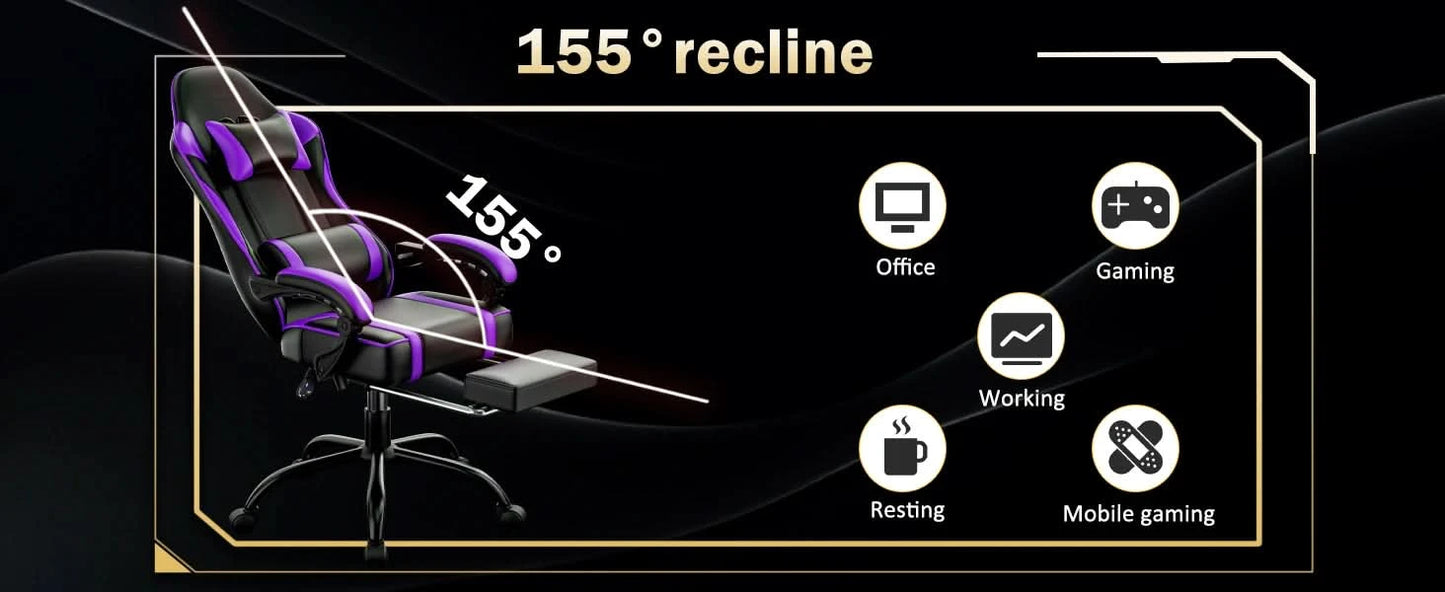 Ergonomic Gaming Chair Recliner, PU Leather Racing Game Chairs for Adults, Executive Office Chair Gamer Chair with Massager