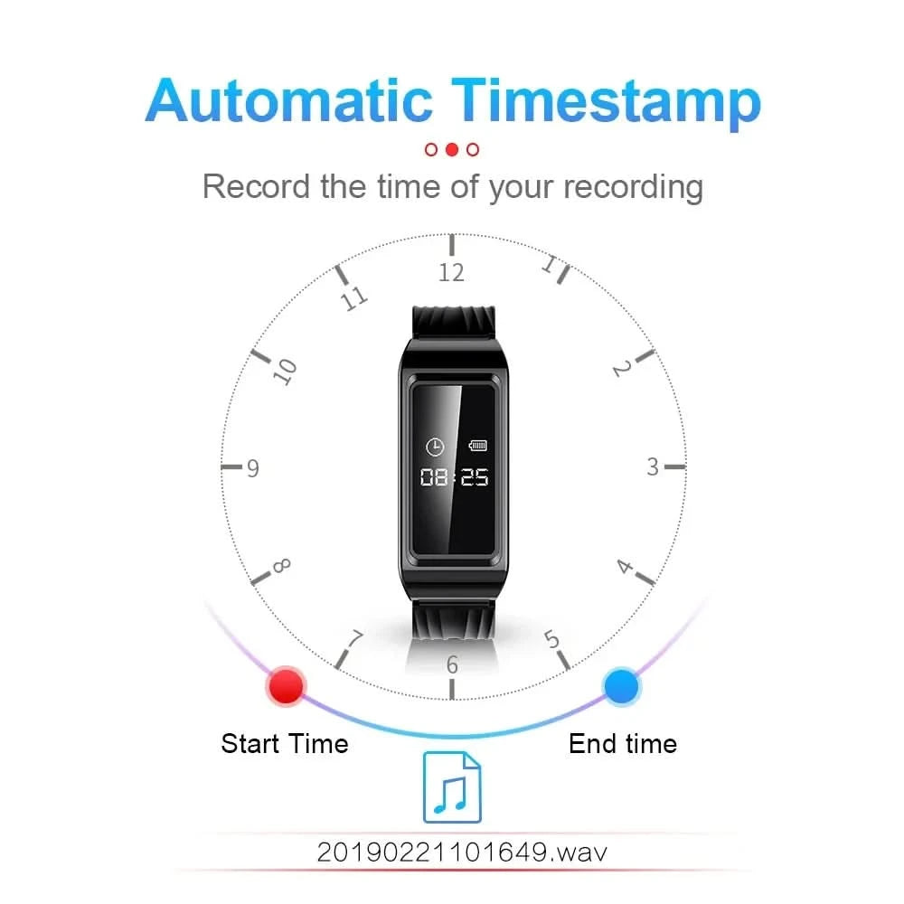 HD Mini Camera Watch 8-256GB Video Voice Recorder Bracelet USB Flash Driver Dictaphone Noise Reduce Sound Recording Wristband - M & M Global