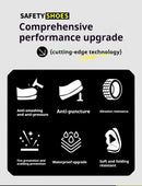 Rotating Button Steel Toe Safety Shoes For Men's Work Boots Indestructible Work Construction Pu Leather Anti Puncture Men Boots