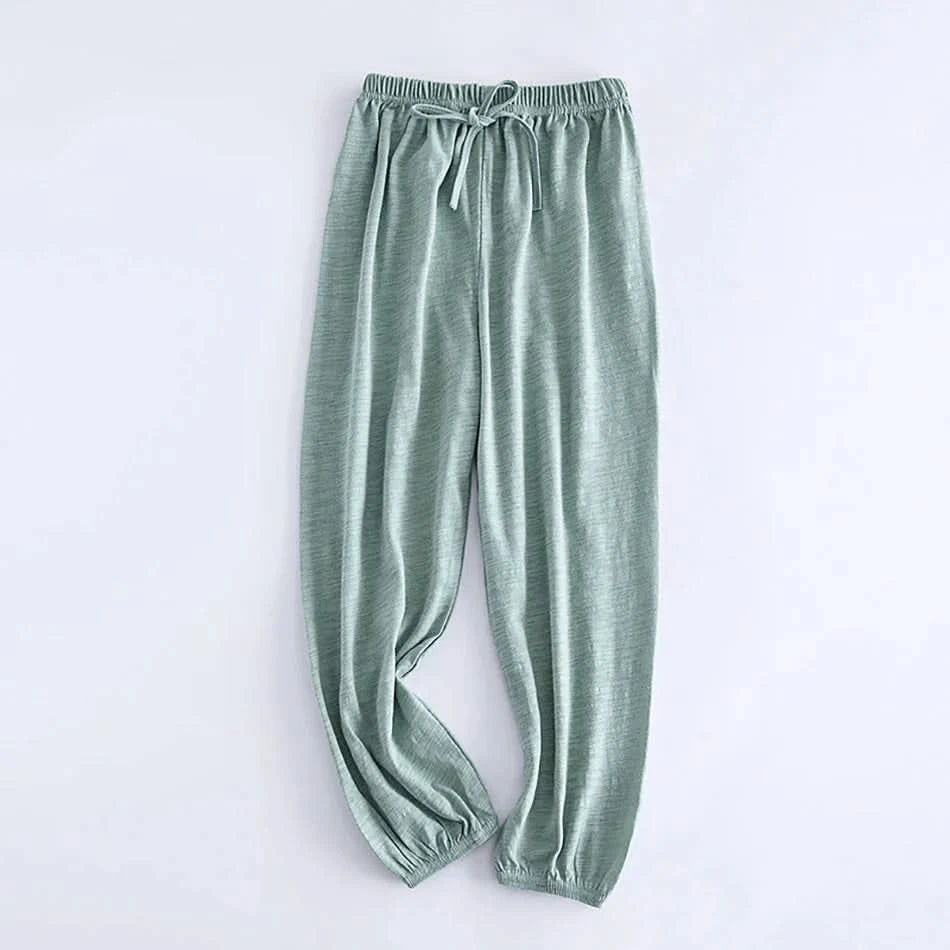 Boy Girl Breathable Bamboo-Cotton Long Pants for Children Unisex Style Elastic Waist Summer Sleepwear Kids Nightwear Trousers - M & M Global