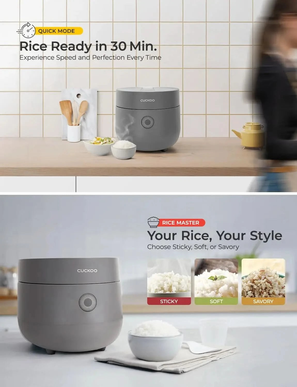 Rice Cooker 6 Cup Uncooked / 12 Cup Cooked, Modern Fuzzy Logic Rice Cooker Small with Delay Timer & Keep Warm Setting, Versatile - M & M Global