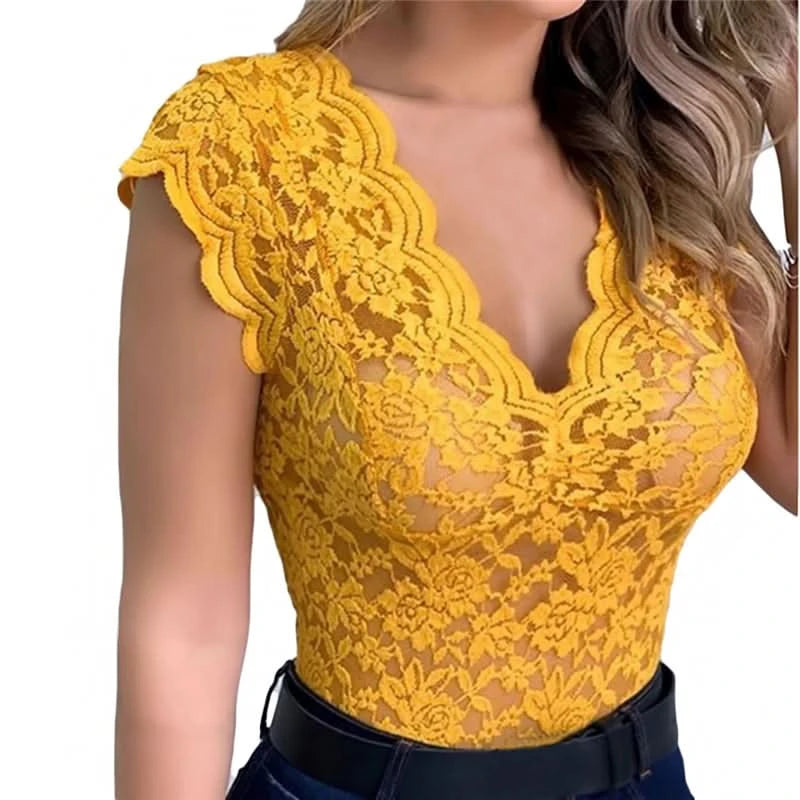Women Summer Sexy Lace Crochet Cardigan Casual Solid Color Tops Female Trend Lace Hollow Out Sleeveless Top for Ladies - M & M Global