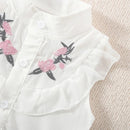 Summer New Girls' Two-Piece Set Lace Flower Embroidery Bow Two-Piece Set Loose Casual Two-Piece Shorts - M & M Global
