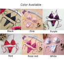 Sexy Lingerie Set Womens Satin Silk Thong Underwear Bra Panties T-back Lace Up Top Briefs Bikini Beach Swimming Bathing Suit - M & M Global